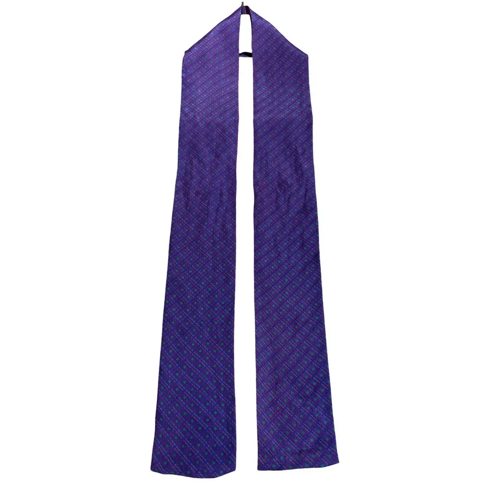 Vintage Purple Teal‎ Geometric Skinny Scarf Neck Tie Retro Accessory